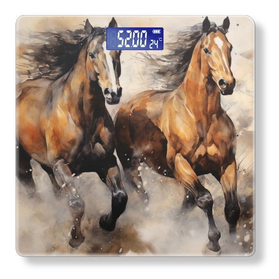 Bathroom Scale, Highly Accurate Digital Body Scale,Precisely Measures Weight up to 400 lbs-Strong Brown Horses Running Stirred Up The Sand