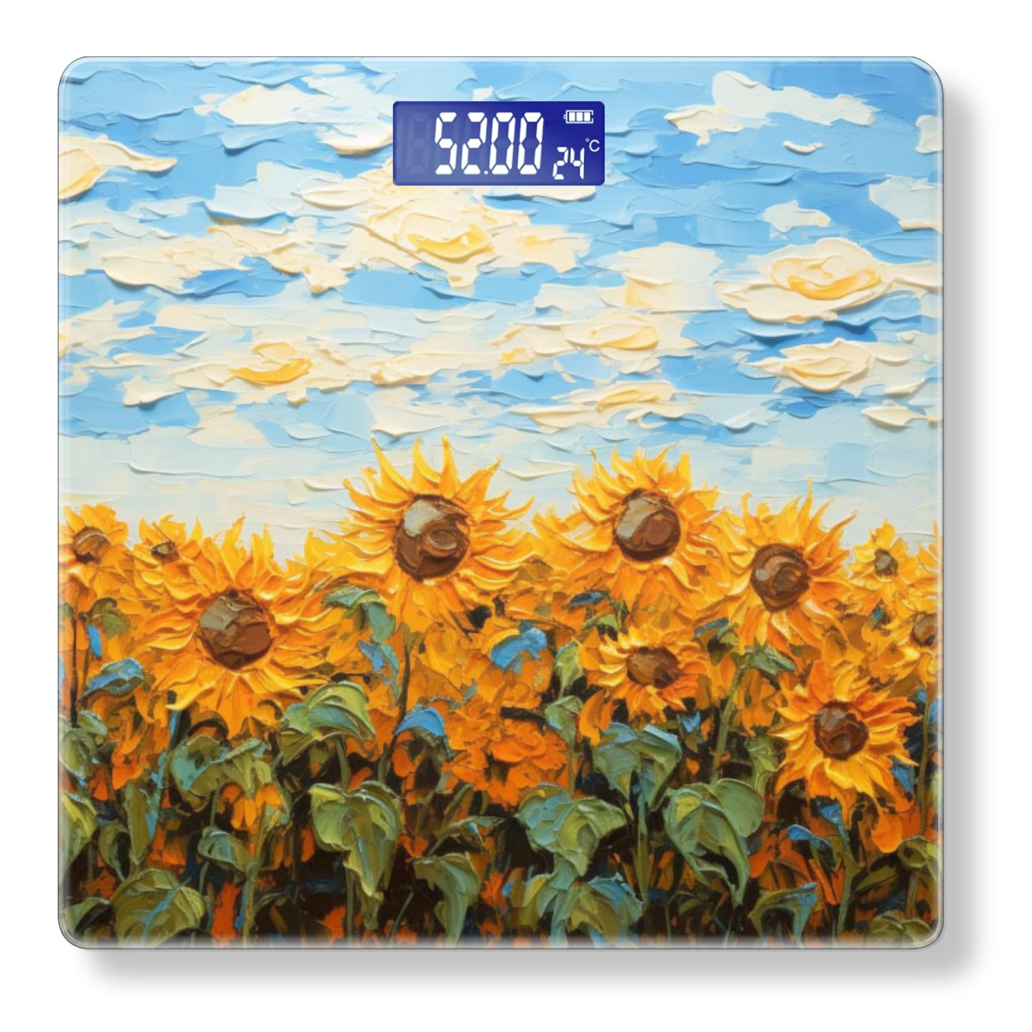 Bathroom Scale, Highly Accurate Digital Body Scale,Precisely Measures Weight up to 400 lbs-Sunflower Field Painting In The Style Of Artis