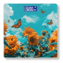 Bathroom Scale, Highly Accurate Digital Body Scale,Precisely Measures Weight up to 400 lbs-Sunflowers And Butterflies In The Sky With Blue Sky