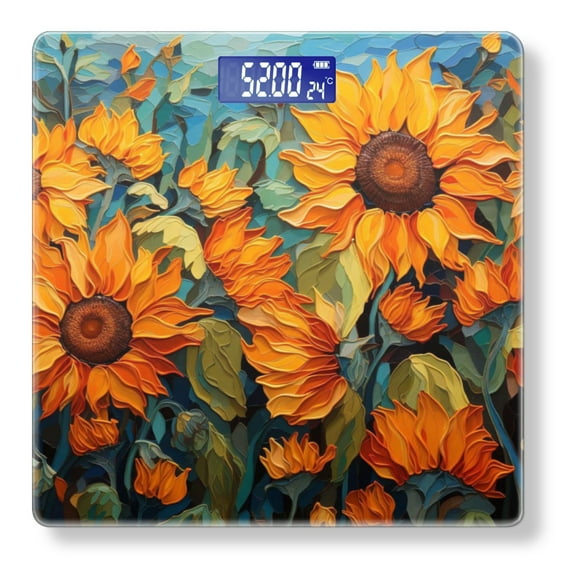 Bathroom Scale, Highly Accurate Digital Body Scale,Precisely Measures Weight up to 400 lbs-Sunflowers With Rich Colors