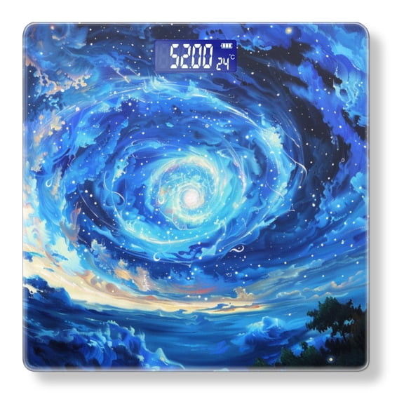 High Precision Body Weight Scale Smart Bathroom Scales with Large LCD Display(400lbs),Decorative for Bedroom-Swirling Sky With Blue And White Swirls