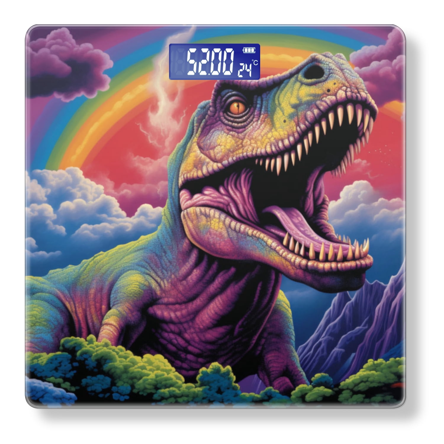 Bathroom Scale, Highly Accurate Digital Body Scale,Precisely Measures Weight up to 400 lbs-T-Rex In The Style Of Colorful Fantasy Realism