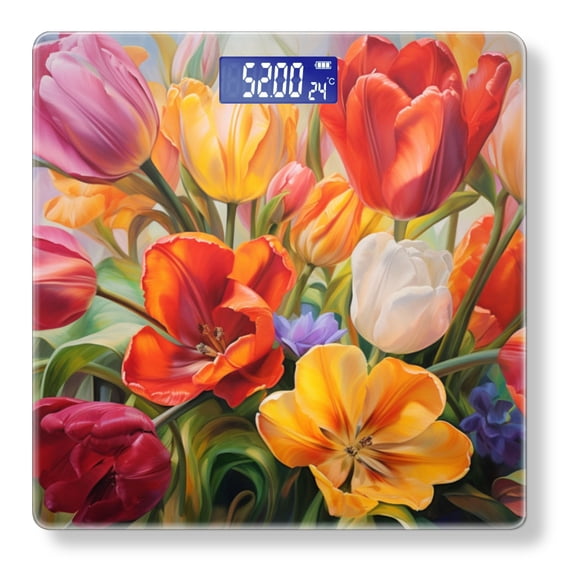 Bathroom Scale, Highly Accurate Digital Body Scale,Precisely Measures Weight up to 400 lbs-The Red And Yellow Tulips Are In Full Bloom