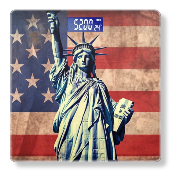 Bathroom Scale, Highly Accurate Digital Body Scale,Precisely Measures Weight up to 400 lbs-The Statue Of Liberty Stands In Front Of The American Flag