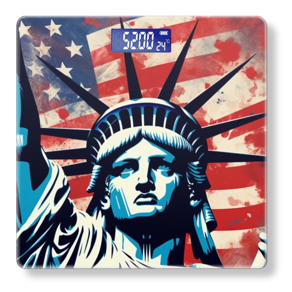 Bathroom Scale, Highly Accurate Digital Body Scale,Precisely Measures Weight up to 400 lbs-The Statue Of Liberty With American Flag In The Background