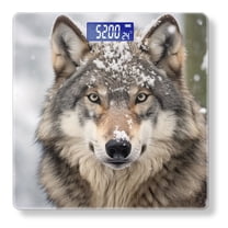 Bathroom Scale, Highly Accurate Digital Body Scale,Precisely Measures Weight up to 400 lbs-The Wolf Has Snow On Its Head And Face