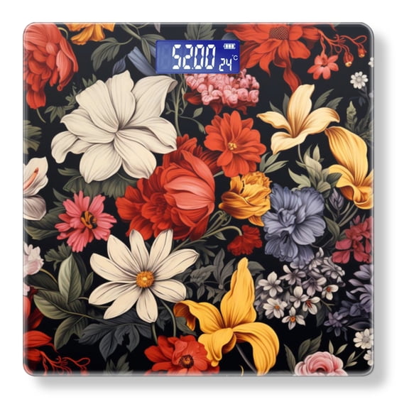 Bathroom Scale, Highly Accurate Digital Body Scale,Precisely Measures Weight up to 400 lbs-Various Sizes And Shapes Flowers