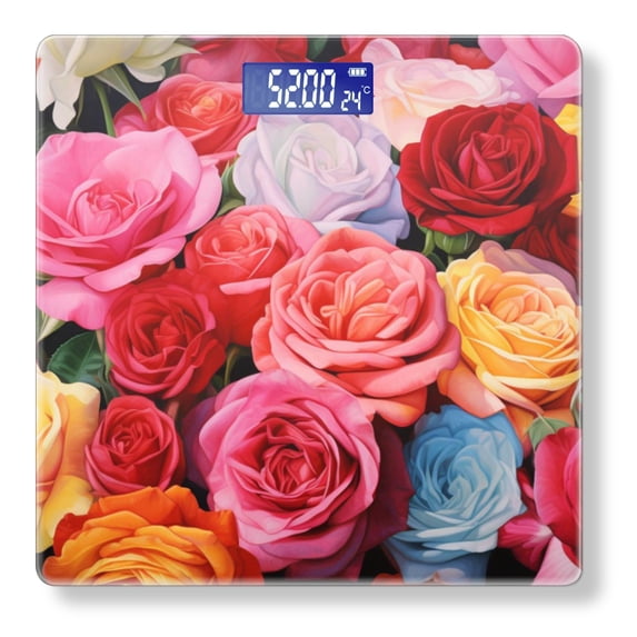 Bathroom Scale, Highly Accurate Digital Body Scale,Precisely Measures Weight up to 400 lbs-Vibrant And Colorful Painting Of Roses In Various Colors