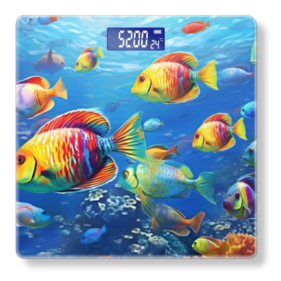 Bathroom Scale, Highly Accurate Digital Body Scale,Precisely Measures Weight up to 400 lbs-Vibrant And Colorful Scene Of Underwater World