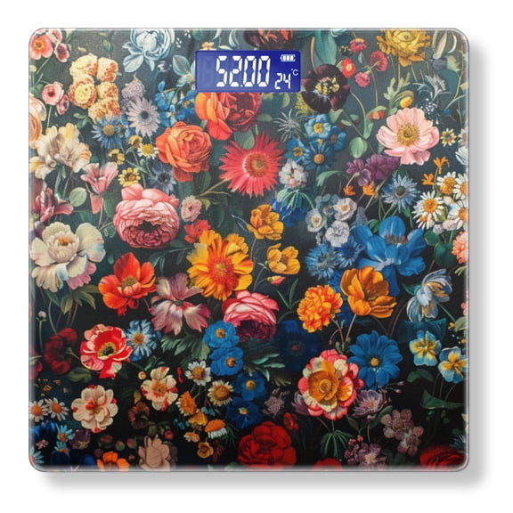 Bathroom Scale, Highly Accurate Digital Body Scale,Precisely Measures Weight up to 400 lbs-Vibrant Flowers Including Roses And Daisies