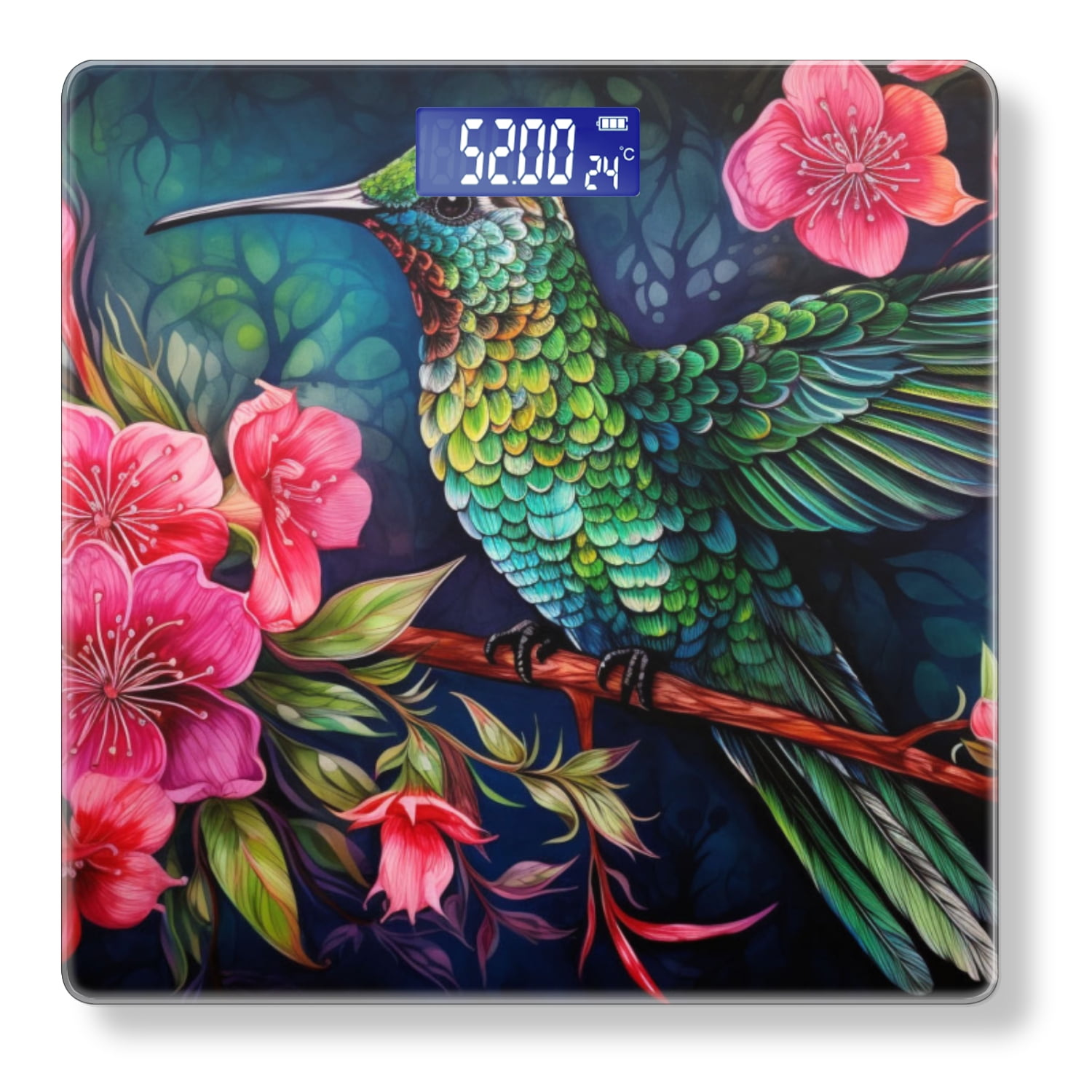 Bathroom Scale, Highly Accurate Digital Body Scale,Precisely Measures Weight up to 400 lbs-Vibrant Hummingbird Perched On The Branch