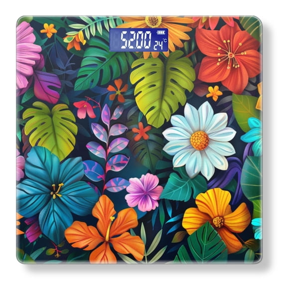 Bathroom Scale, Highly Accurate Digital Body Scale,Precisely Measures Weight up to 400 lbs-Vibrant Of Various Colorful Flowers And Leaves