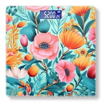 Bathroom Scale, Highly Accurate Digital Body Scale,Precisely Measures Weight up to 400 lbs-Vibrant Pattern Of Colorful Flowers