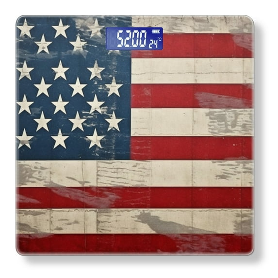 Bathroom Scale, Highly Accurate Digital Body Scale,Precisely Measures Weight up to 400 lbs-Vintage American Flag Background