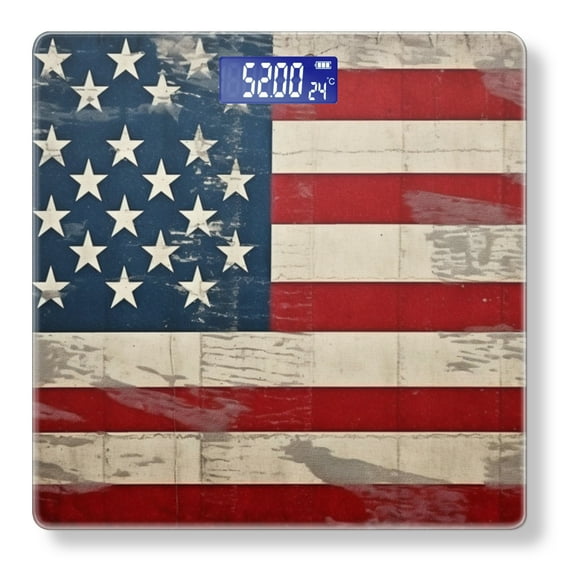 Bathroom Scale, Highly Accurate Digital Body Scale,Precisely Measures Weight up to 400 lbs-Vintage American Flag Background