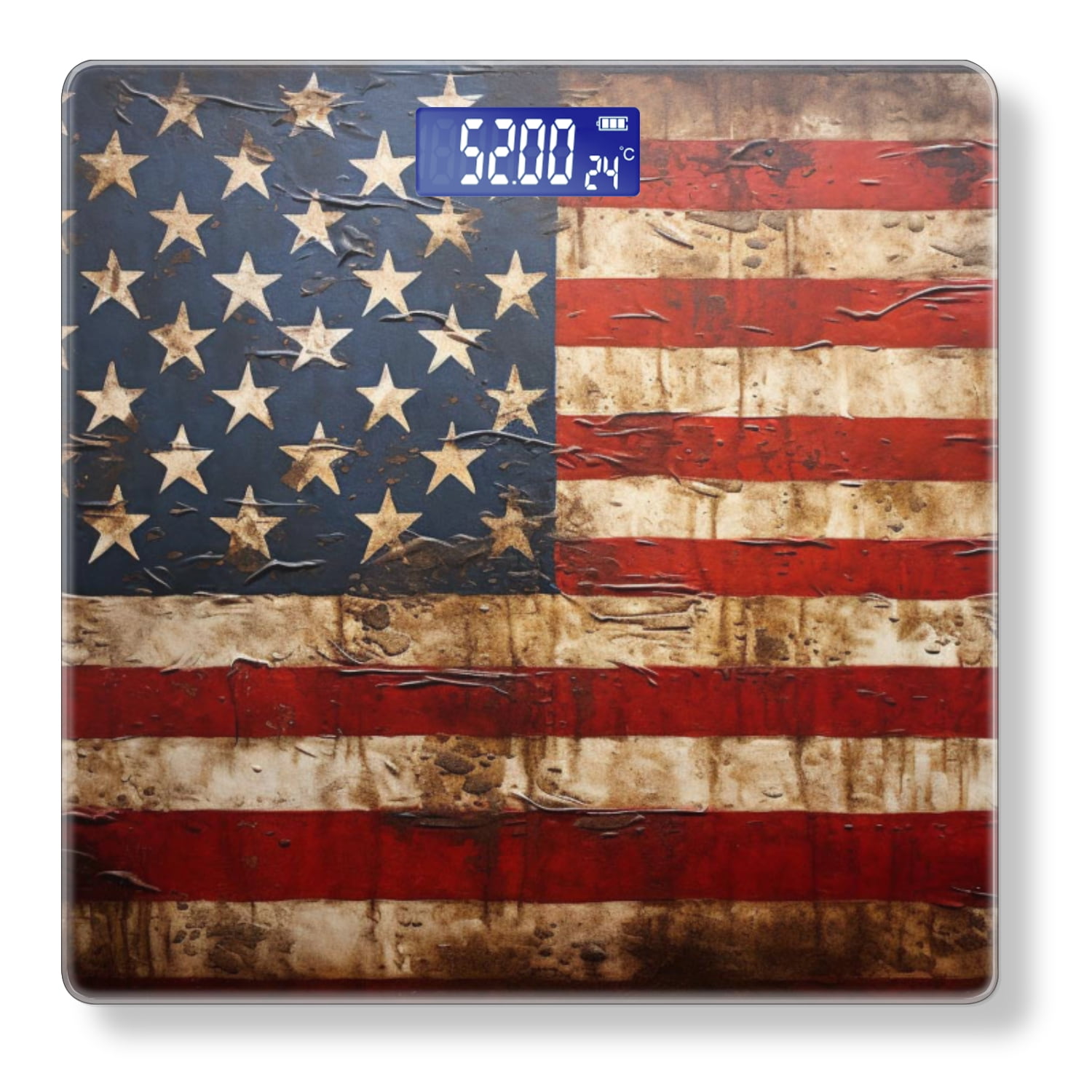 Bathroom Scale, Highly Accurate Digital Body Scale,Precisely Measures Weight up to 400 lbs-Vintage American Flag Painting
