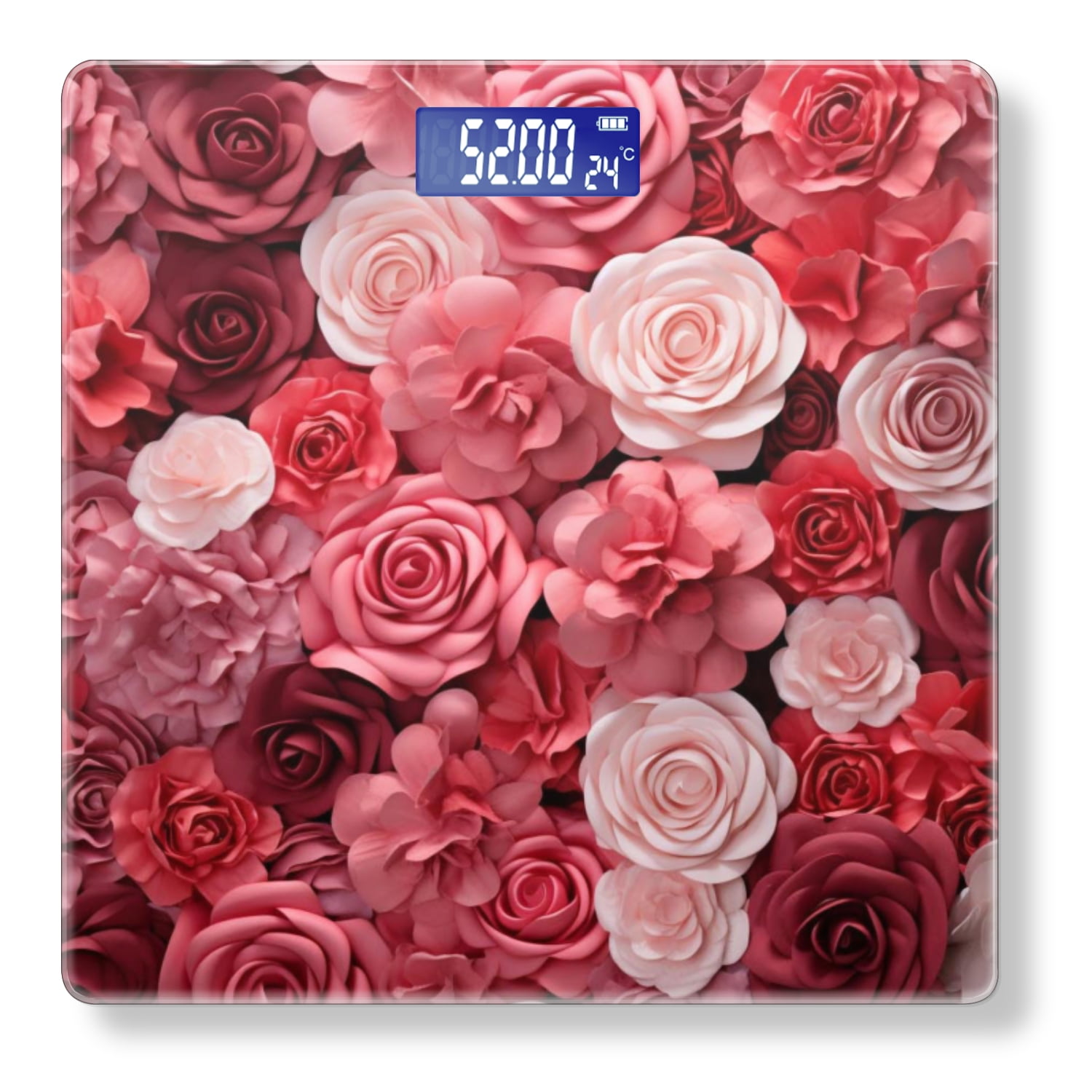 Bathroom Scale, Highly Accurate Digital Body Scale,Precisely Measures Weight up to 400 lbs-Wall Of Paper Roses In Shades Of Red And Pink