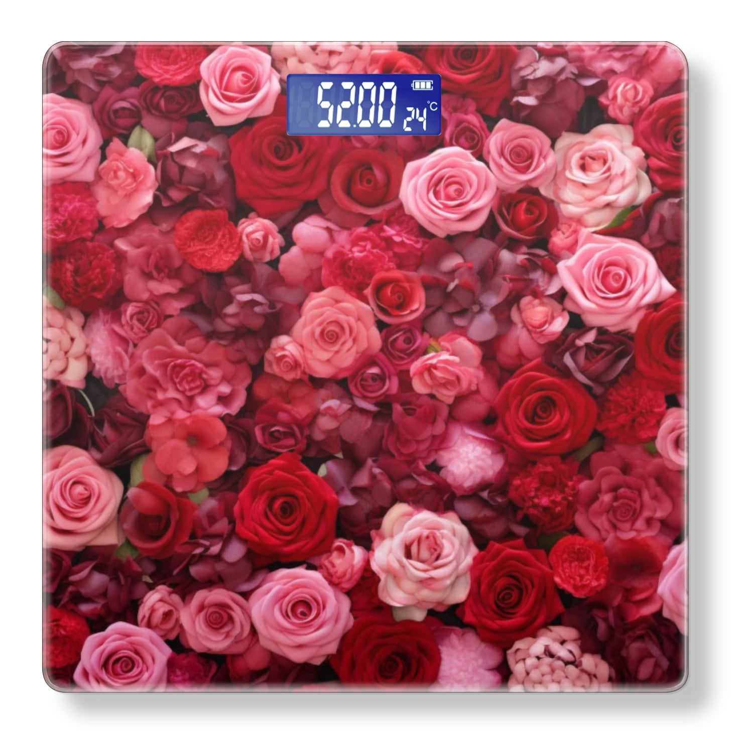 Bathroom Scale, Highly Accurate Digital Body Scale,Precisely Measures Weight up to 400 lbs-Wall Of Red And Pink Roses, Flowers In Full Bloom
