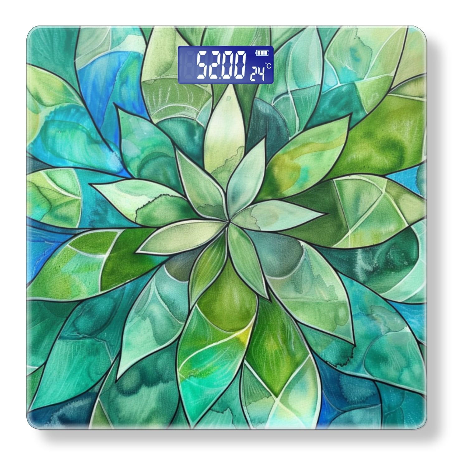 Bathroom Scale, Highly Accurate Digital Body Scale,Precisely Measures Weight up to 400 lbs-Watercolor Painting Of Intricate Mandala