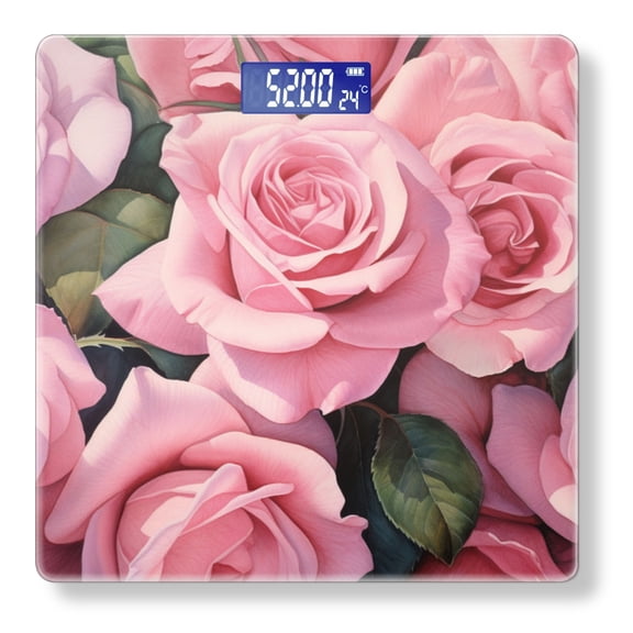 Bathroom Scale, Highly Accurate Digital Body Scale,Precisely Measures Weight up to 400 lbs-Watercolor Painting Of Pink Roses