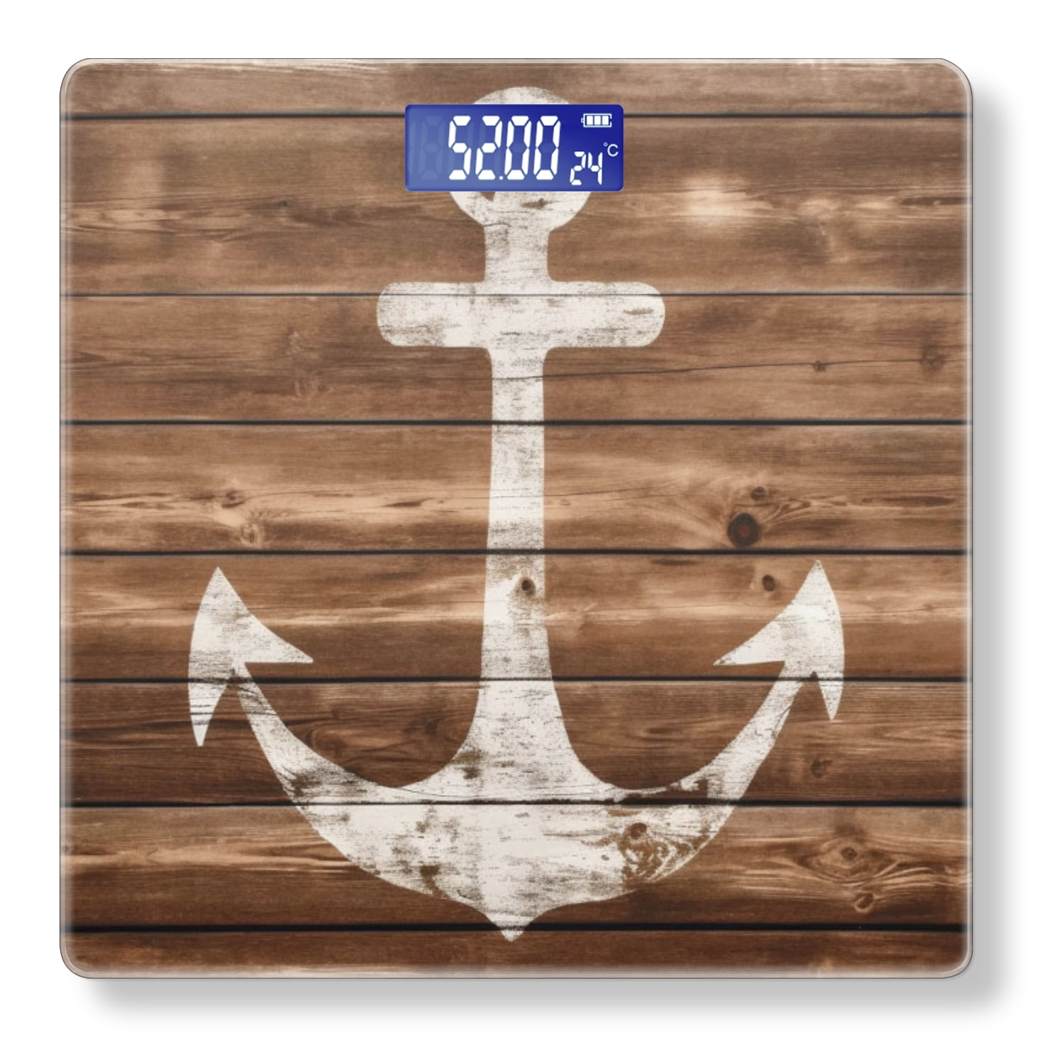Bathroom Scale, Highly Accurate Digital Body Scale,Precisely Measures Weight up to 400 lbs-Wooden Background With Anchor