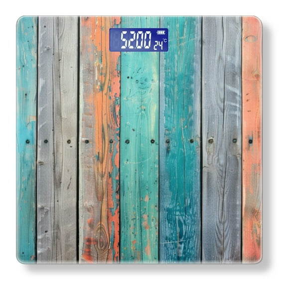 Bathroom Scale, Highly Accurate Digital Body Scale,Precisely Measures Weight up to 400 lbs-Wooden Fence Painted In Different Colors Of Teal