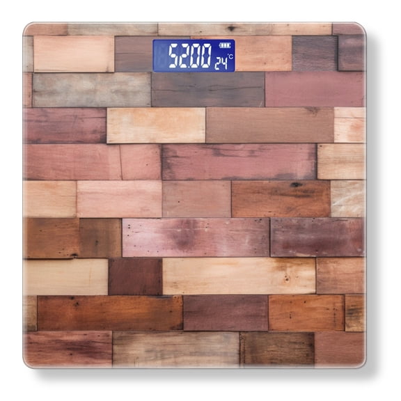 Bathroom Scale, Highly Accurate Digital Body Scale,Precisely Measures Weight up to 400 lbs-Wooden Wall Made Of Rectangular Planks In Various Shades