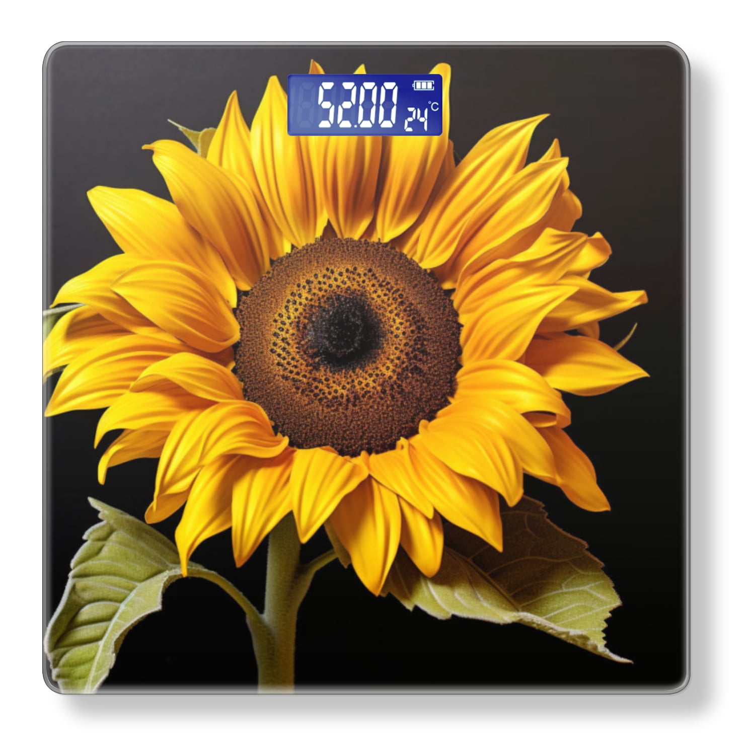 Bathroom Scale, Highly Accurate Digital Body Scale,Precisely Measures Weight up to 400 lbs-Yellow Sunflower Flower With Petals