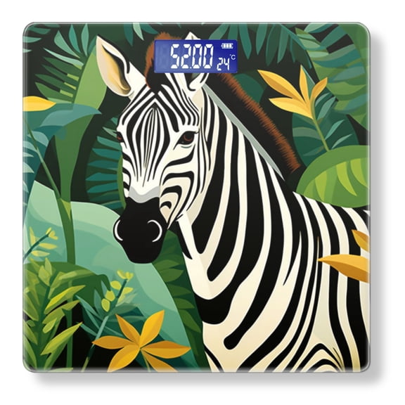 Bathroom Scale, Highly Accurate Digital Body Scale,Precisely Measures Weight up to 400 lbs-Zebra In The Jungle Vector Illustration