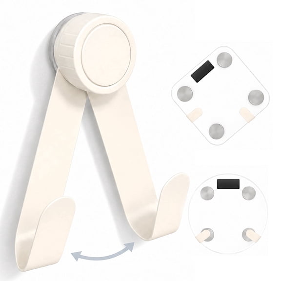 Bathroom Scale Holder, Wall Mounted Scale Storage Rack with Adjustable Arms, No Drill Suction Cup and Adhesive Mounting Organizer