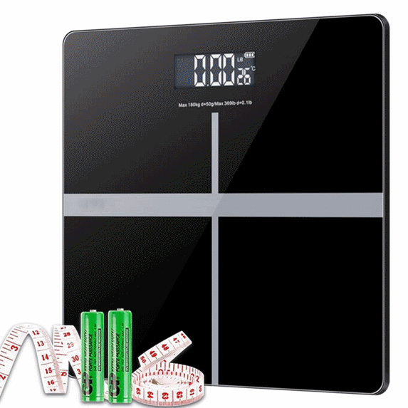 Bathroom Scale with Large Backlit Display, Digital Body Weight Scale, Step-On Technology, 400 Pounds Max,Included Body Tape Measure,Black