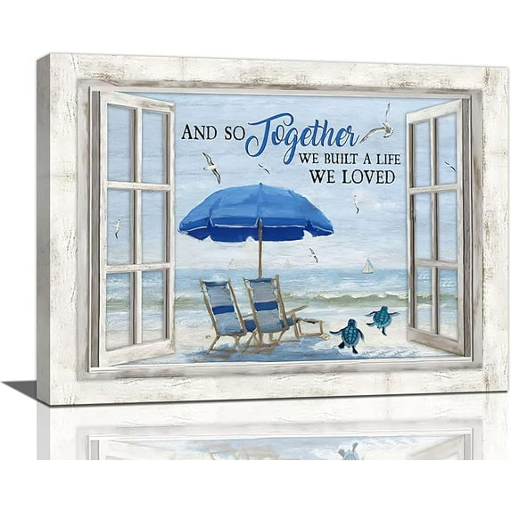 Bathroom Sea Turtle Wall Art Beach Ocean Pictures Wall Decor Coastal Canvas Prints Painting Artwork Decoration for Bathroom Bedroom Living Room 16x12