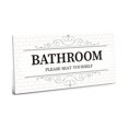 thumbnail image 1 of Bathroom Seat Yourself White Tile Grey Scroll 10 x 5 Wood Wall Sign Plaque, 1 of 3