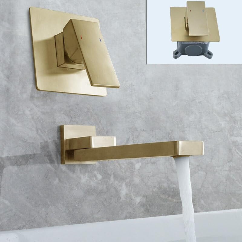 Bathroom Separate Basin Faucet Gold/Black/Chrome Hot and Cold Water Mixer Tap Double Hole Single Handle Brass Bathtub Faucet