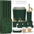 thumbnail image 1 of Bathroom Set- 25PC Green Bathroom Sets, Bathroom Set with Shower Curtain and Rugs, Green Shower Curtain Set, Bathroom Trash Can, 1 of 15