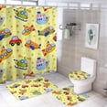 thumbnail image 1 of Bathroom Set of 4 with Non-Slip Rugs, Toilet Lid Cover And Bath Mat, 4Pcs Cute Green Dinosaur Shower Curtain Sets With Waterproof Bathroom Decor Sets with Curtain And Rugs,12 Hooks, 71 X 71 Inch, 1 of 5