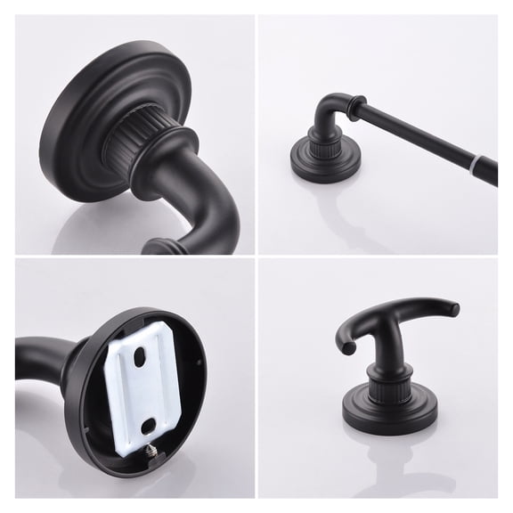 Bathroom Set Black 4-Pieces Bathroom Towel Rack 24 Inches Adjustable Bathroom Accessories Set Black + Bathroom + Antique,Classic,Industrial,Modern + Stainless Steel