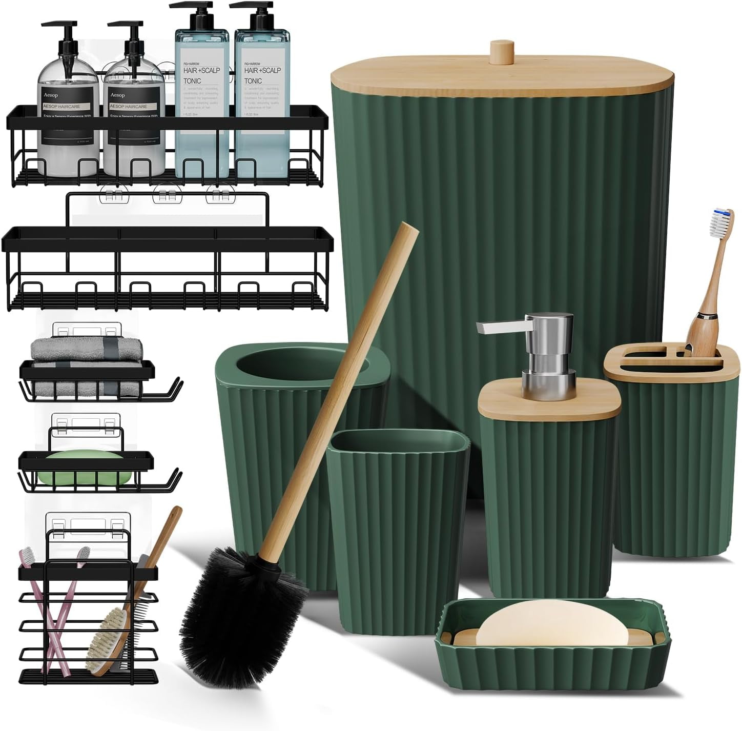 Green Bathroom Accessories Setnull
