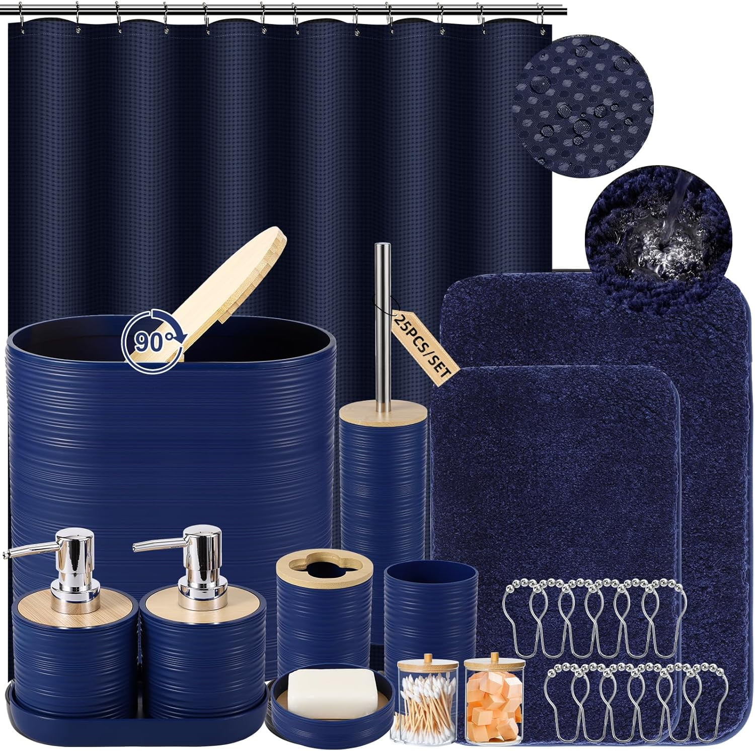 Bathroom Set - Navy Blue Bathroom Accessories Set, Bathroom Sets with ...
