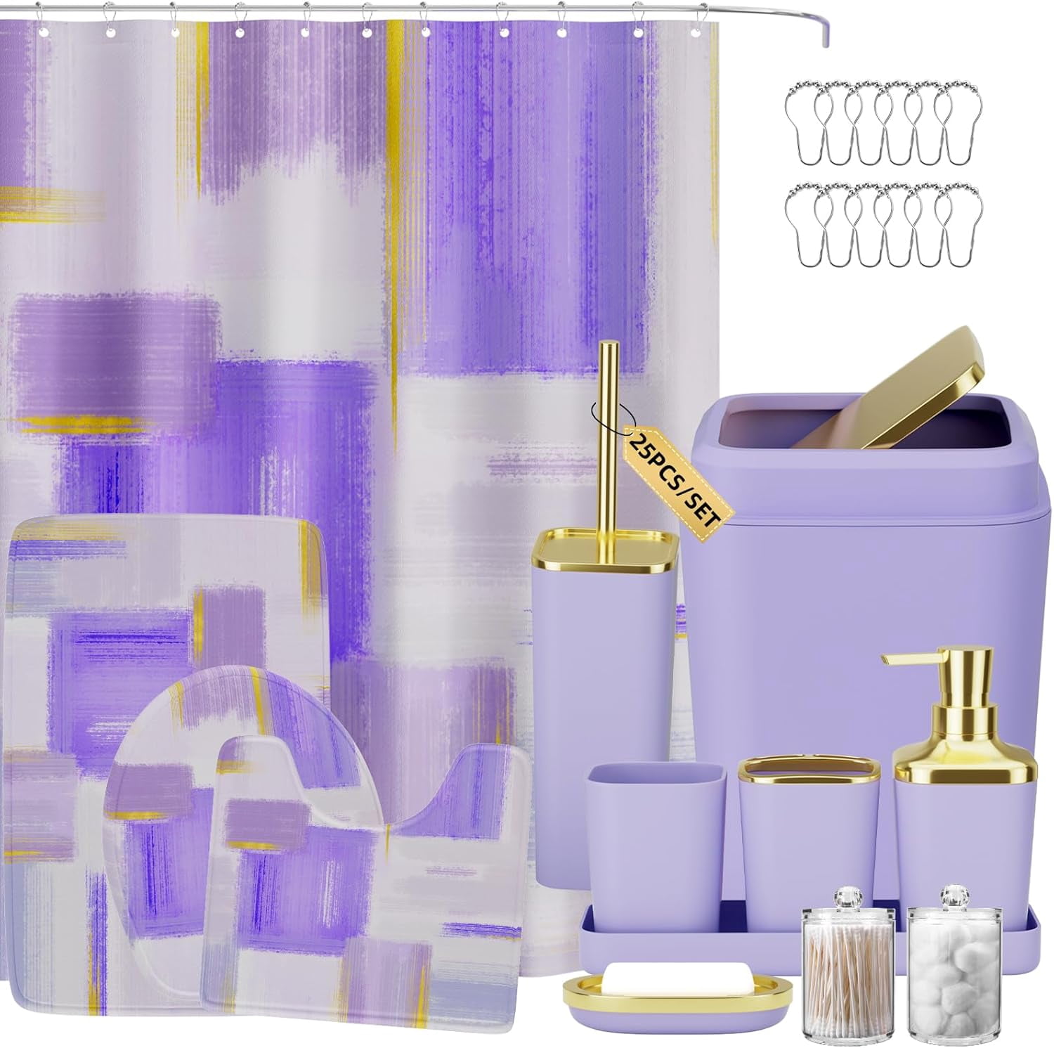 Bathroom Set - Purple and Gold Bathroom Accessories Set, Bathroom Sets ...