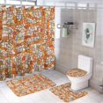 thumbnail image 1 of Bathroom Set with Shower Curtain Sets and Rug, Wood and Leaves Pattern Printed on Bathroom Rugs and Shower Curtain Sets, Designed for Farmhouse Boho Contemporary Bathrooms, 72 x 72 inches, 1 of 8