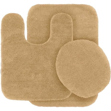 Bathroom Set Solid Color Gold #6 Non Slip Soft Chenille Bath Rug With Rubber Backing For Bathroom Home decor U-Shape Contour Rug, Mat And Toilet Lid Cover