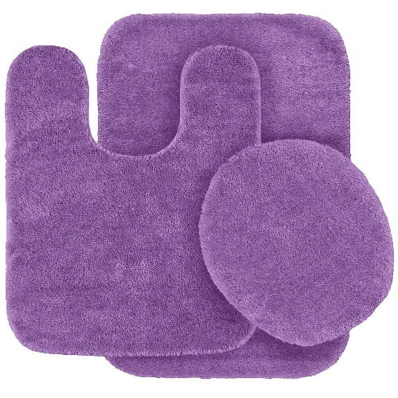 Bathroom Set Solid Color Purple #6 Non Slip Soft Chenille Bath Rug With Rubber Backing For Bathroom Home decor U-Shape Contour Rug, Mat And Toilet Lid Cover