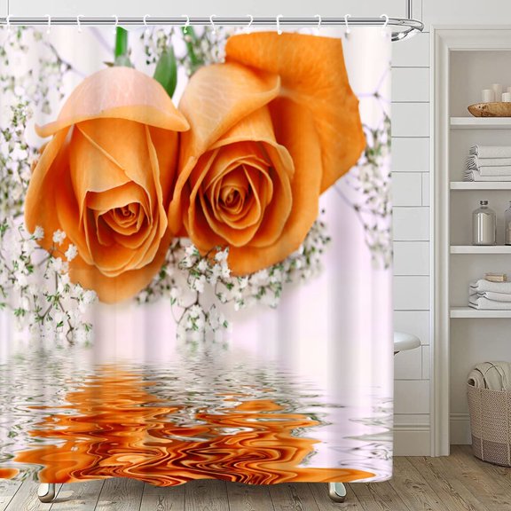 Bathroom Set With Shower Curtain And Rugs Flower Bath Curtain Sets Toilet Cover Non-Slip Mat Rug Carpet Home Decor Accessories