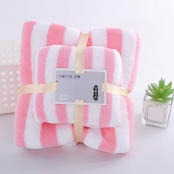 Bathroom Sets Blue and White Towel Set, Oversized Bath Towels for Adults, Stripe Cotton Towels for Bathroom, Soft and Absorbent, Bath Towels+washcloths Bathroom Towel Set