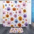 thumbnail image 1 of Bathroom Sets Curtain and Rug Sets 23.6x15.7 in Non-Slip Mat and 66x72 in Shower Curtain for Home Bath Dcor Flowers and Smiling Pumpkins, 1 of 7