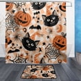 thumbnail image 1 of Bathroom Sets Curtain and Rug Sets 23.6x15.7 in Non-Slip Mat and 72x72 in Shower Curtain for Home Bath Dcor Cat Face and Pumpkin, 1 of 7