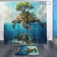 thumbnail image 1 of Bathroom Sets Curtain and Rug Sets 23.6x15.7 in Non-Slip Mat and 72x72 in Shower Curtain for Home Bath Dcor Sea Turtle Carrying Island, 1 of 7