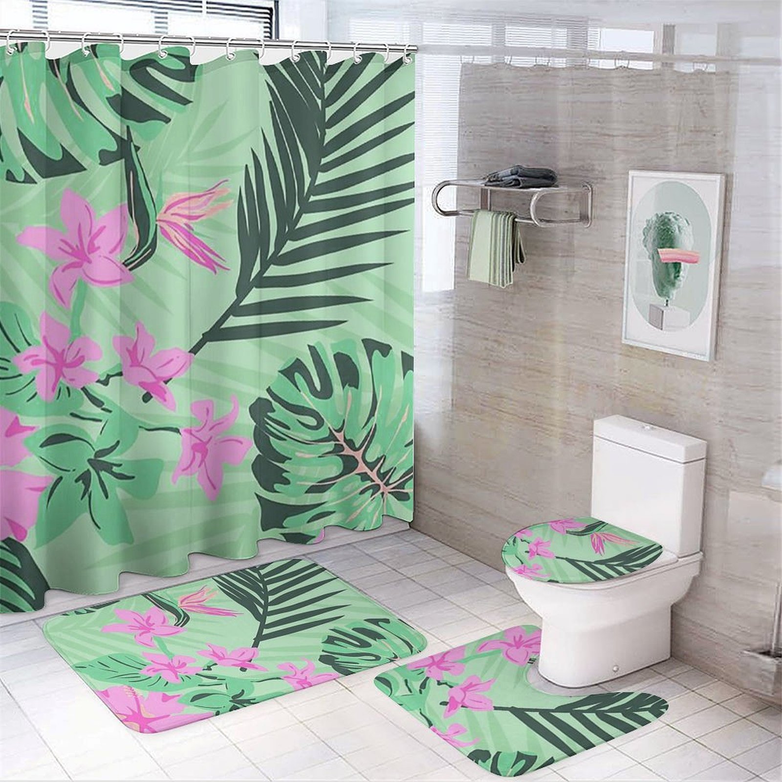 Bathroom Sets with Shower Curtain and Rugs Trendy Floral 72in Shower