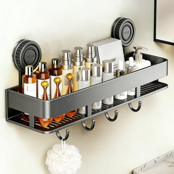 Bathroom Shelf, 304 Stainless Steel Wall Mount Bath Organize Storage Rack with Towel Hooks & Toilet Paper Holder Rustproof Organizer for Shower, Vanity & Restroom